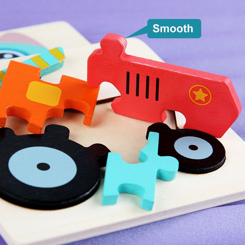 เด็กของเล่นไม้3D ปริศนาไม้การ์ตูนสัตว์ Cognitive Jigsaw Puzzle การเรียนรู้การศึกษาของเล่นสำหรับของขวัญเด็ก