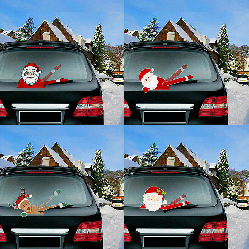 Natale babbo natale Elk Xmas novità Sticker per auto parabrezza posteriore tergicristallo decalcomanie per finestre Car Styling decorazione ornamenti