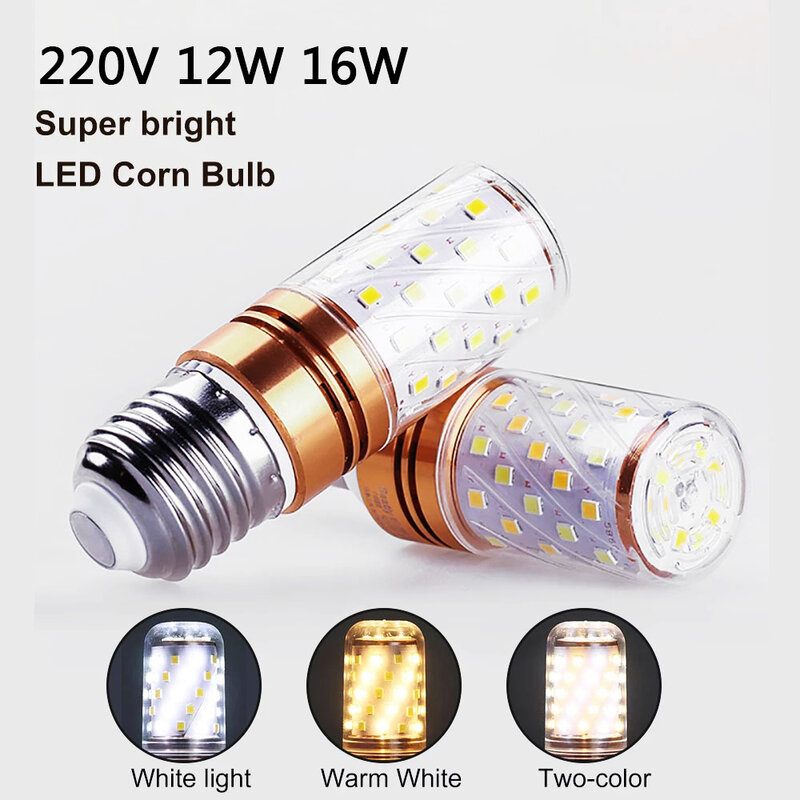Ampoule LED bougie épis de maïs E27 E14 12W 16W SMD2835 220V, économie d'énergie, lampe de maison lustre