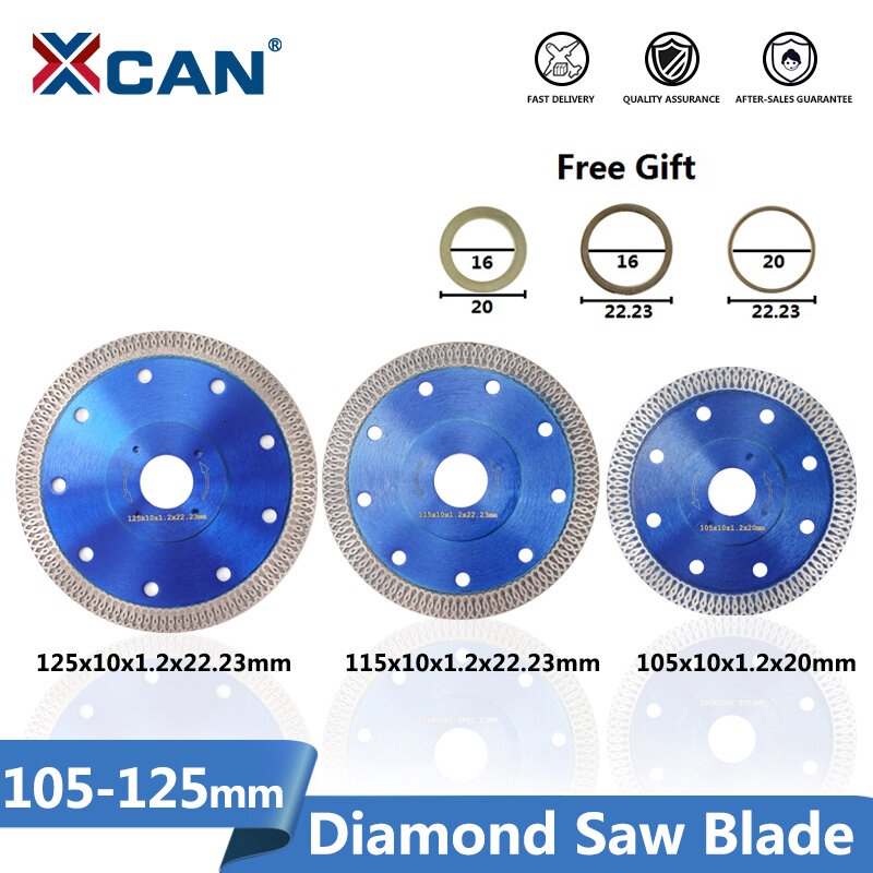 XCAN 도자기 타일용 다이아몬드 톱날, 세라믹 건식 습식 절단 석재 절단 톱날, 다이아몬드 절단 디스크, 105mm, 115mm, 125mm, 1 개