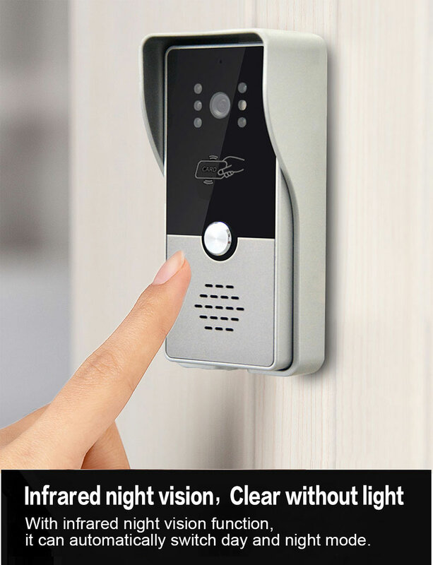 Pintu Telepon Video 7 Inci Bel Pintu Interkom dengan RFID HD IR LED Kamera Luar Ruangan Tahan Air Kartu Induktif Sistem Telepon Pintu Video