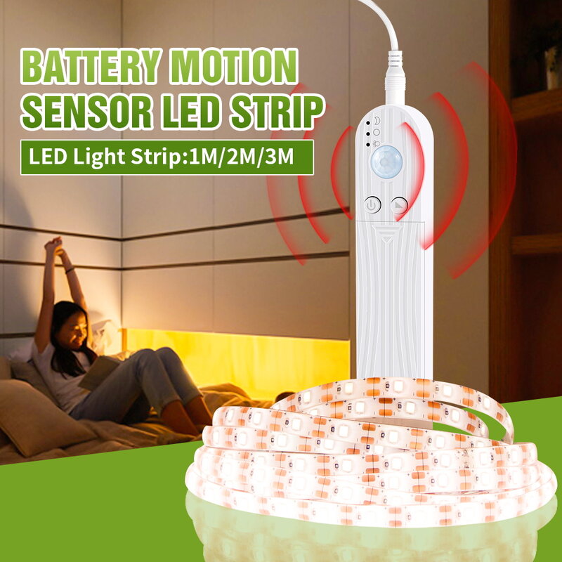 LED Strip Light Indoor PIR Motion Sensor USB 5V LED lamp 1m 2m 3m LED Strip Battery SMD 2853 Flexible Tape Cabinet Backlight