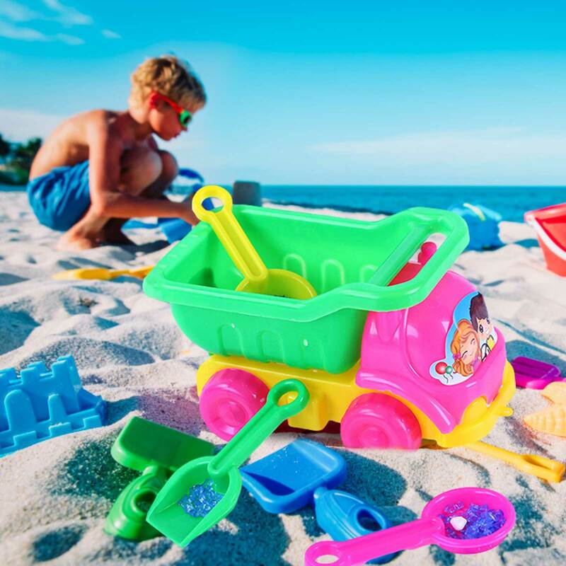 浜のおもちゃのダンプトラック子供の砂のおもちゃのトラックの建設車両おもちゃの浜のおもちゃプレイセットトラック砂シャベルセット屋外ビーチツール