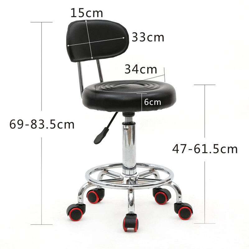 Регулируемый подъемный стул, барный стул, вращающийся стул для волос, гидравлический поворотный стул, спа, тату, массажный салон лица с спинкой