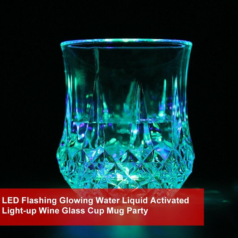 LED 깜박이는 빛나는 물 액체 활성 조명 와인 맥주 유리 컵 머그잔, 빛나는 파티 바 음료 컵 도매