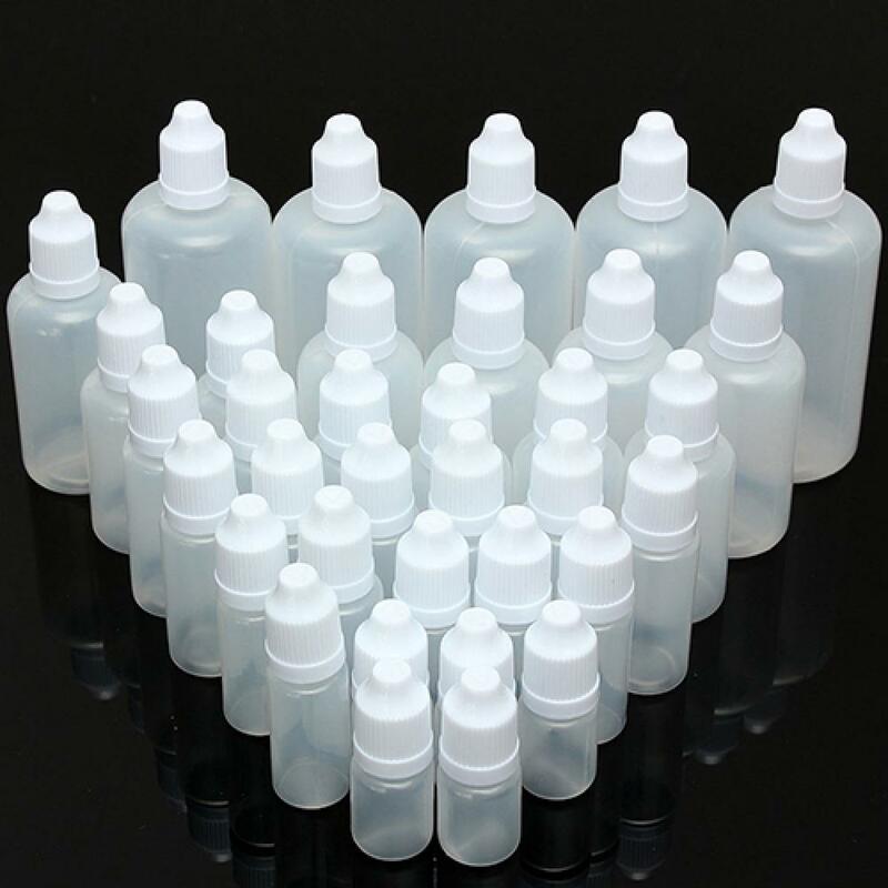 Botella cuentagotas de plástico a prueba de niños, botella rellenable de loción de aceite, 5 piezas, 5ml, 10ml, 15ml, 20ML, 30ML, 50ML, 70% ML, gran oferta, 100