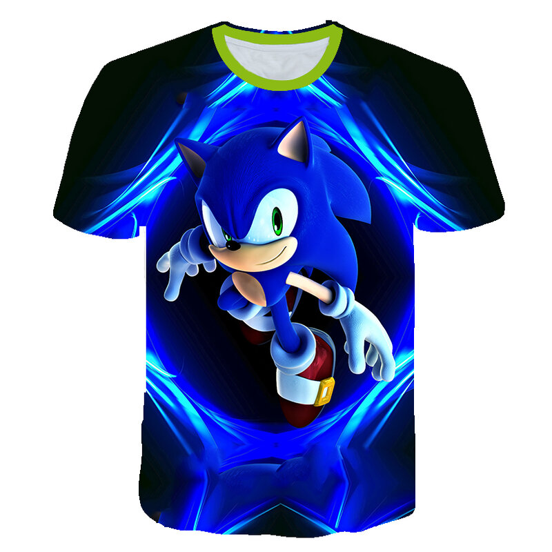 Camiseta de verano de Sonic The Hedgehog para niños y niñas, ropa informal de manga corta con dibujos animados, 3d, transpirable, 2020
