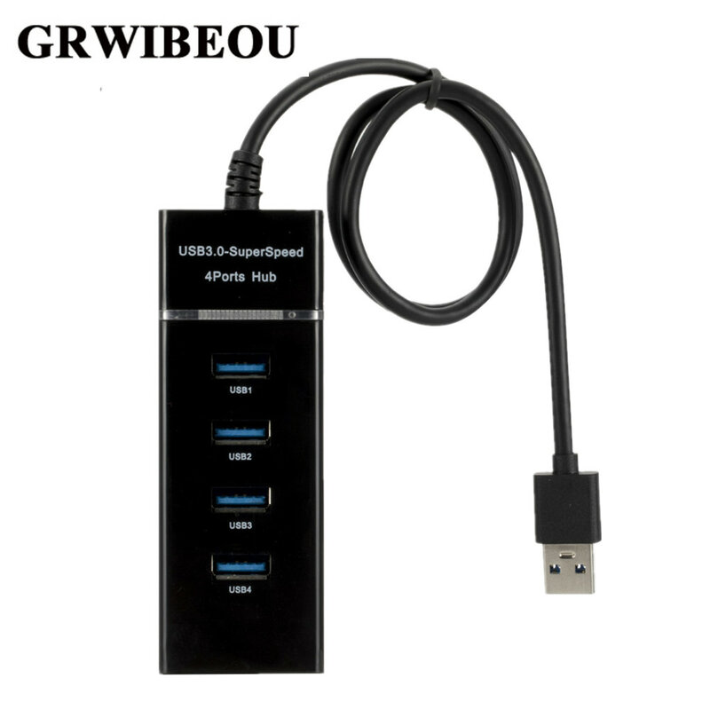 Grwibeou 4 portas hub de alta velocidade de alta velocidade 4 portas usb 3.0 multi hub divisor expansão para desktop pc portátil adaptador usb 2.0 hub