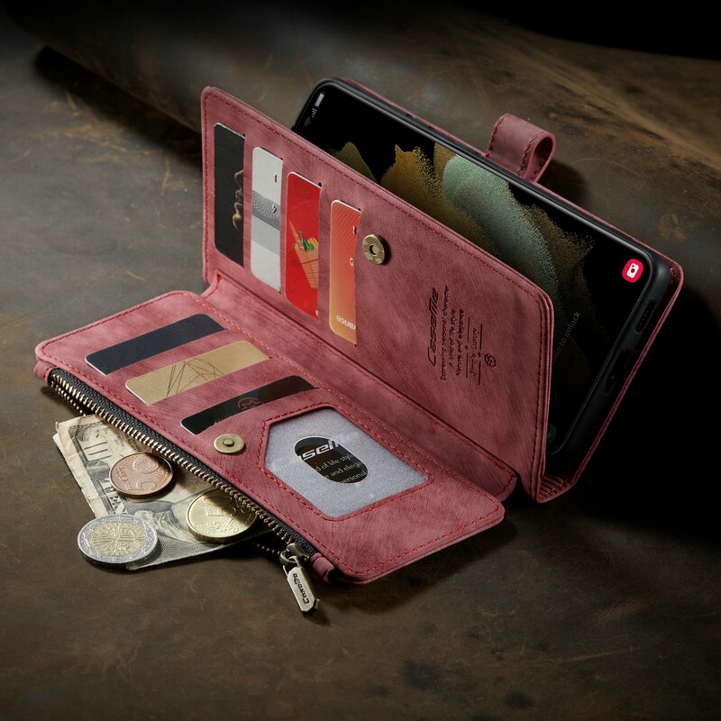 Кожаный чехол-кошелек CaseMe S22 для Samsung S21, S10 Plus Ultra, S21FE, S9, S8, Ретро Чехол-книжка для телефона Galaxy Note10, 9 Plus, S22, чехол