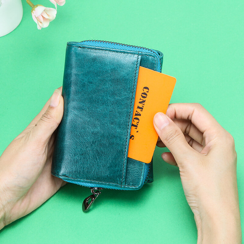 Contacts – portefeuille en cuir véritable pour femmes, pochette de luxe, porte-monnaie Rfid, porte-cartes
