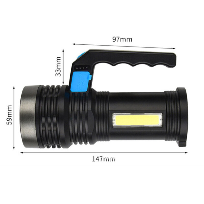 Led Searchlight 충전식 슈퍼 밝은 휴대용 휴대용 손전등 스포트 라이트 높은 전원 충전식 Led 손전등