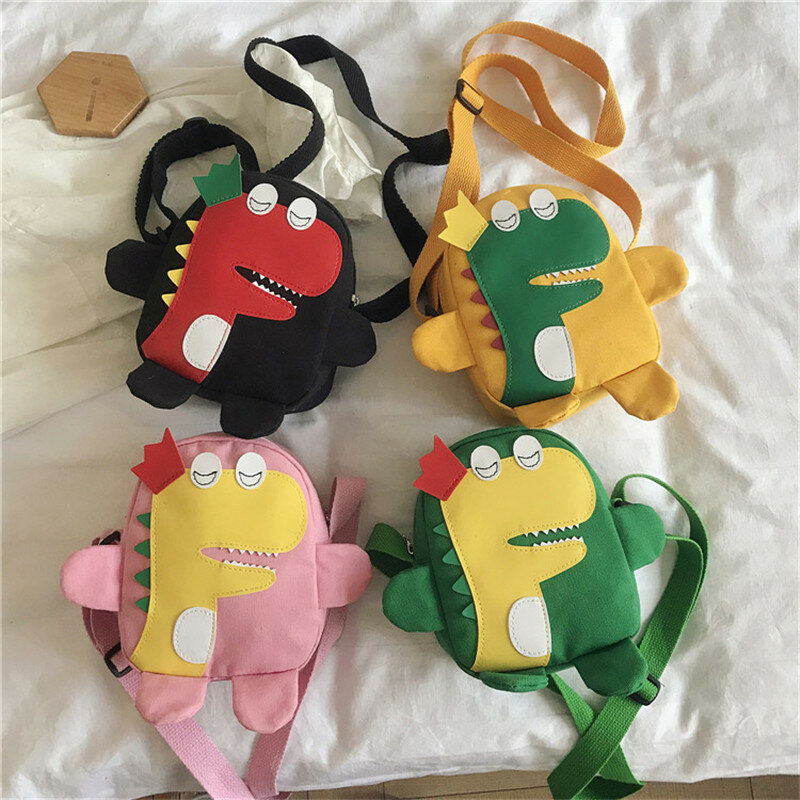 Guapo dinosaurio bolsa de dibujos animados Cruz Unisex bolso de bebé de viaje al aire libre mochila bolsas de niños para niñas