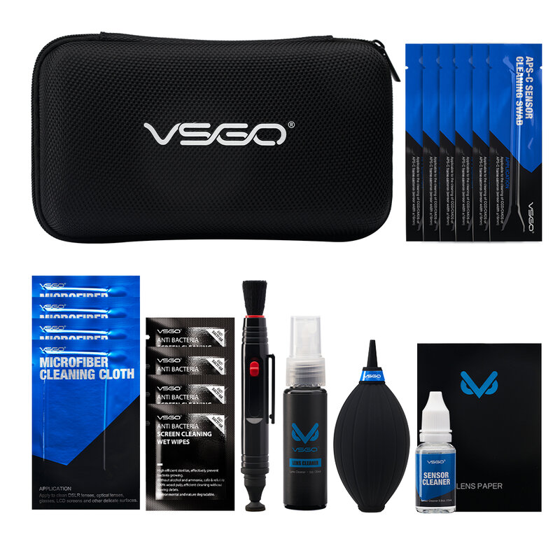 VSGO-Kit de limpieza de lentes y limpiador de Sensor 20 en 1, DKL-20 para cámaras digitales DSLR, Sony / Fujifilm / Nikon / Canon SLR