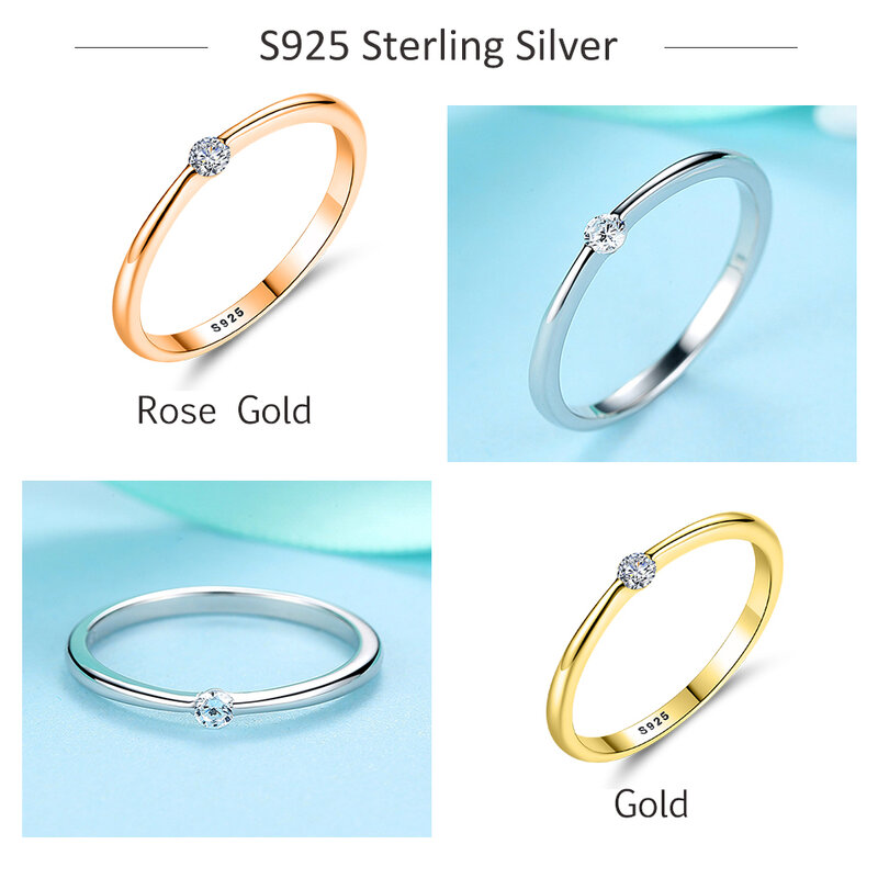 Eleshe Authentieke 925 Sterling Zilveren Ringen Ronde Zirconia Crystal Vinger Ringen Voor Vrouwen Wedding Originele Zilveren Sieraden