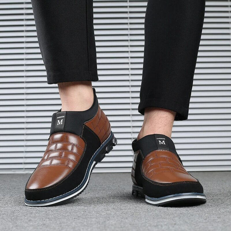 Zapatos informales de negocios sin cordones para hombre, zapatillas transpirables de alta calidad, color negro, marca de moda, gran oferta