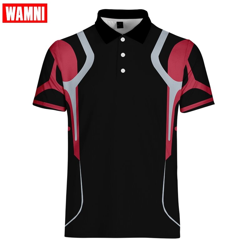 WAMNI 3D Polo Hemd Sport Lose Streifen Tennis Casual 3D Drucken Lustige Unisex Männlichen Streetwear Geometrische Schnell Trocknend Polo- hemd