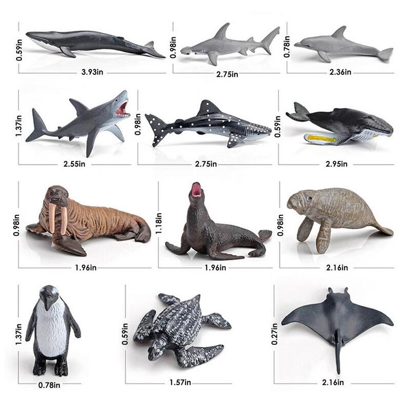 Animais do mar brinquedos realista oceano peixes modelos figura brinquedos conjunto de 12 sob o mar figuras grandes tubarão branco golfinho branco shar