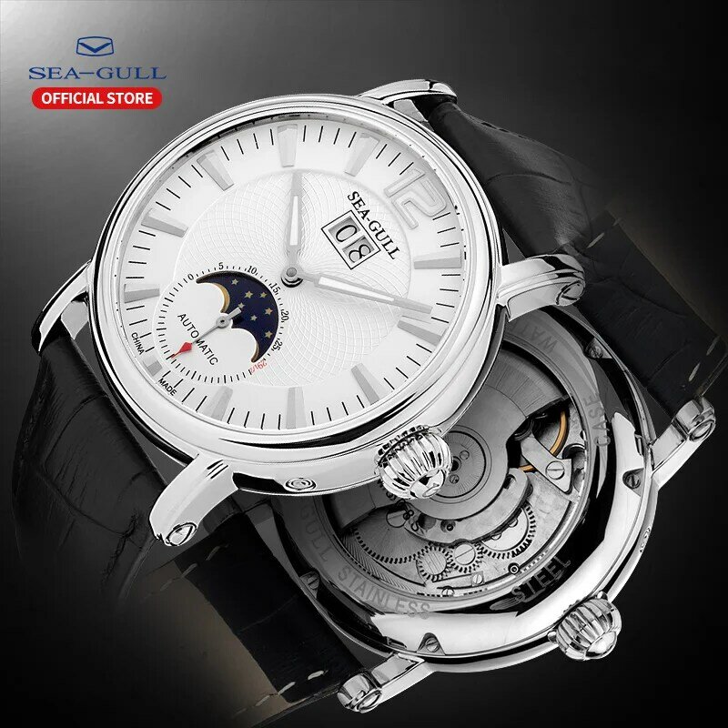¡Novedad de 2020! Reloj Seagull para hombre, reloj mecánico multifuncional de negocios, reloj de pulsera de cuero M308S