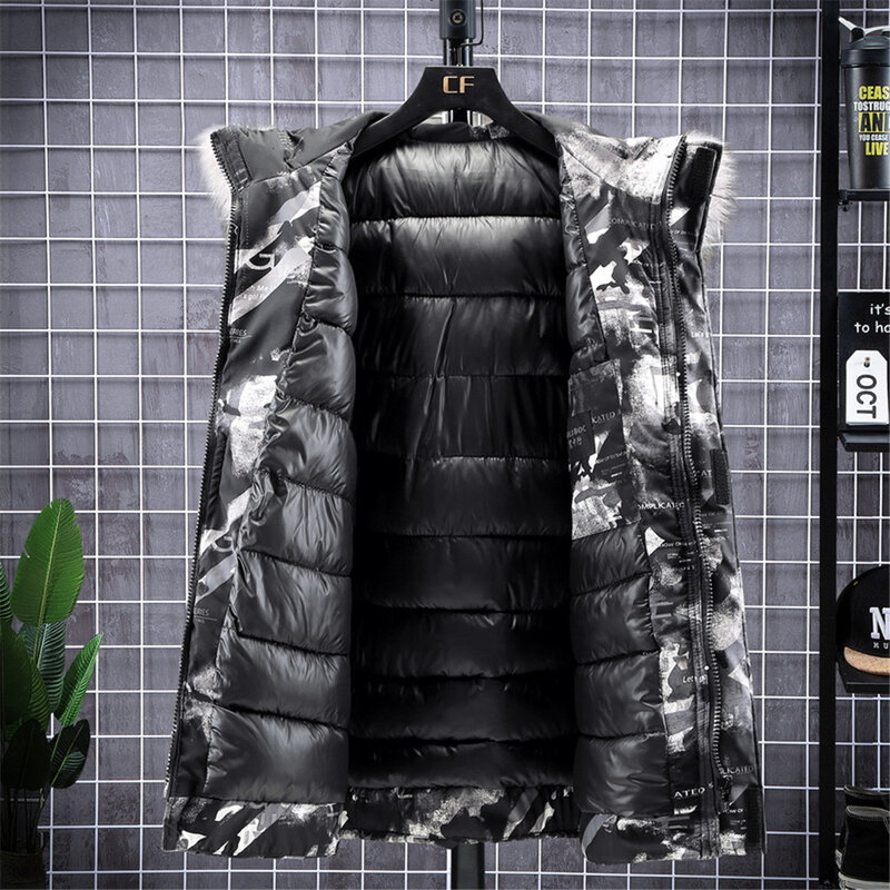 Winter Männer Mode Lässig Mit Kapuze Baumwolle Mantel mit Abnehmbarer Pelz Kragen Parka Dicke Warme Hohe Qualität Jacke Plus Große Size12XL