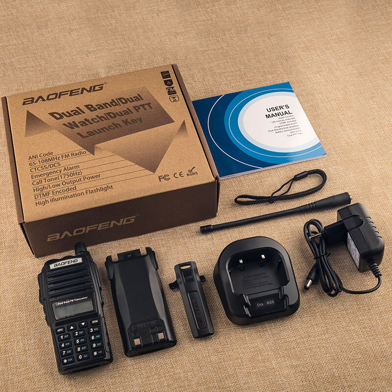 Baofeng-walkie-talkie de Radio bidireccional, transmisor VHF, UHF, 82, 1 o 2 juegos