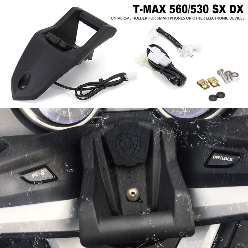 Soporte de navegación de teléfono para motocicleta Yamaha Tmax t-max 560 T max 530 DX SX, convertidor de puerto de carga USB inalámbrico