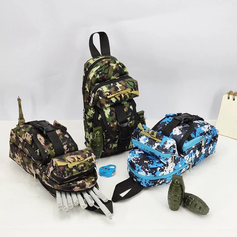Mini estuche escolar de camuflaje para lápices, bolsa de almacenamiento de papelería escolar, mochila militar, estuche de bolígrafo para niño, bolso para plumas de Estudiante