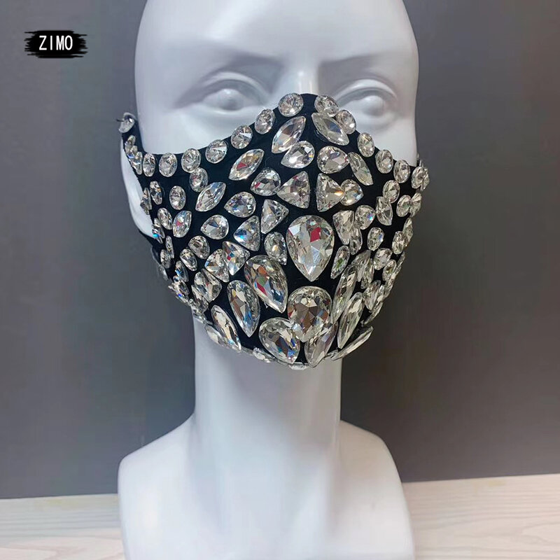 Máscara de diamantes de imitación para hombre y mujer, sombrero púrpura, máscara de cristal, accesorio de fiesta de Halloween, accesorios de escenario, disfraz de cantante enmascarado, nuevo festival rave