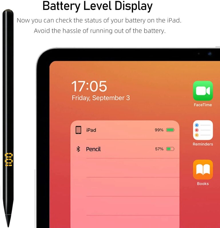 Peilinc Penna stilo Pencil per iPad, pratico collegamento Bluetooth, visualizzazione del livello della batteria inclinazione rifiuto del palmo per Apple iPad 2018-2022