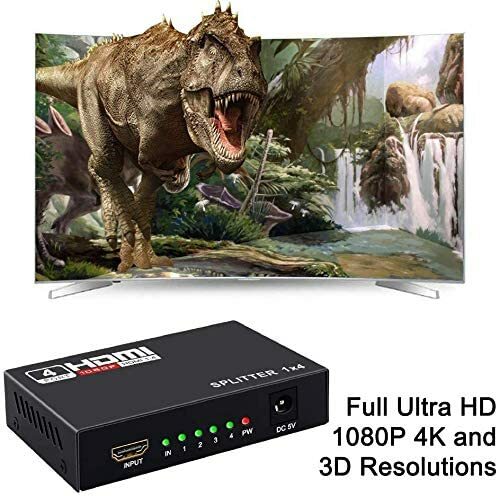 Divisor de 4 puertos HDMI 1,4, 1 en 4, 4K/2K, soporte Ultra HD 1080p y 3D