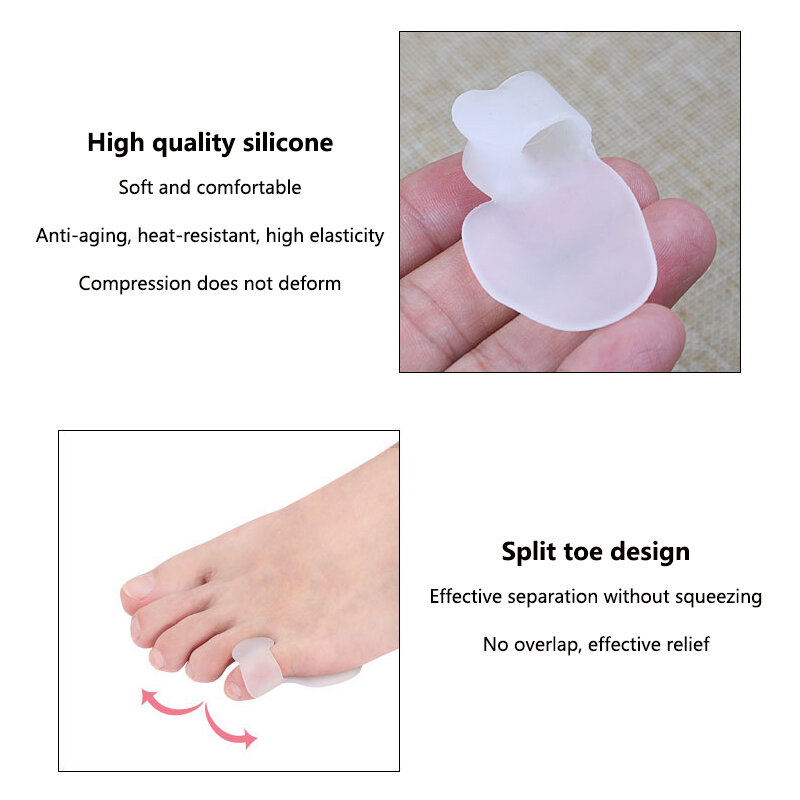 2pcs Soft Silicone Gel Small Toe Separator Feet Care Tool Hallux Valgus Orthosis Protect Toes Bone Overlap Straightener Foot Pad