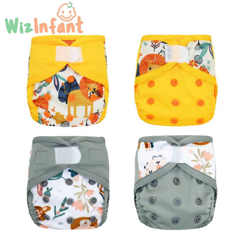 ¡Nuevo! WizInfant-funda de pañal ecológica para recién nacido, pañales de tela lavables para bebé, 4 unids/lote