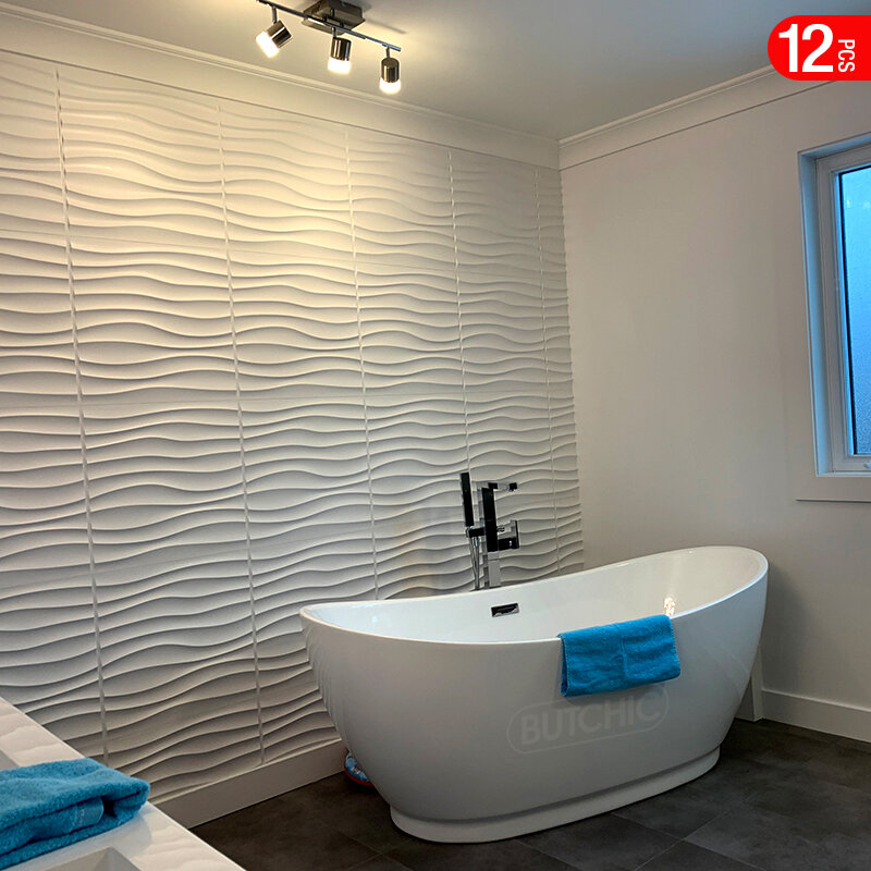 12 قطعة 50x50 cm 3D ألواح للحائط هندسية موجة 3D ملصقات جدار الحمام الديكور للماء بلاط 3d العفن 90's الجمالية غرفة