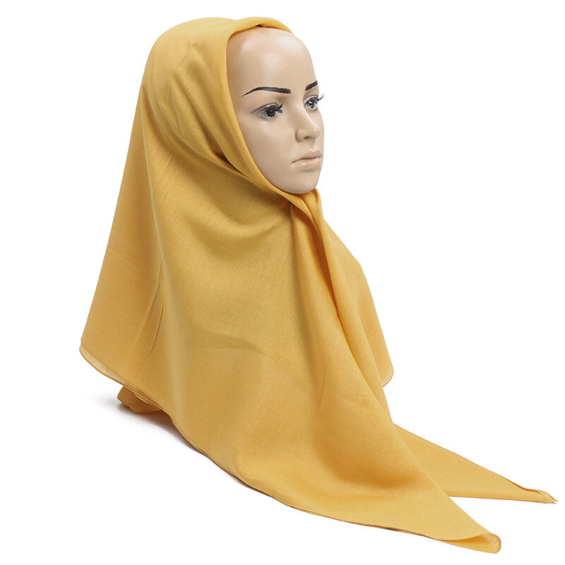 Ladies Fashion Pure Color Cotton Muslim Hijabs Square Scarf Malaysian Shawls and Wraps Hijab Head Turbans For Women 110*110CM