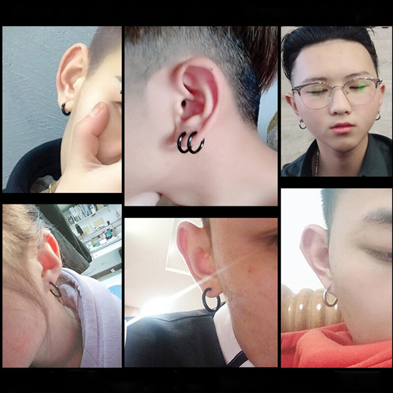 1 paio donna/uomo acciaio inossidabile piccoli cerchi orecchino Piercing orecchio cartilagine trago semplice cerchio sottile fibbia anti-allergica dell'orecchio