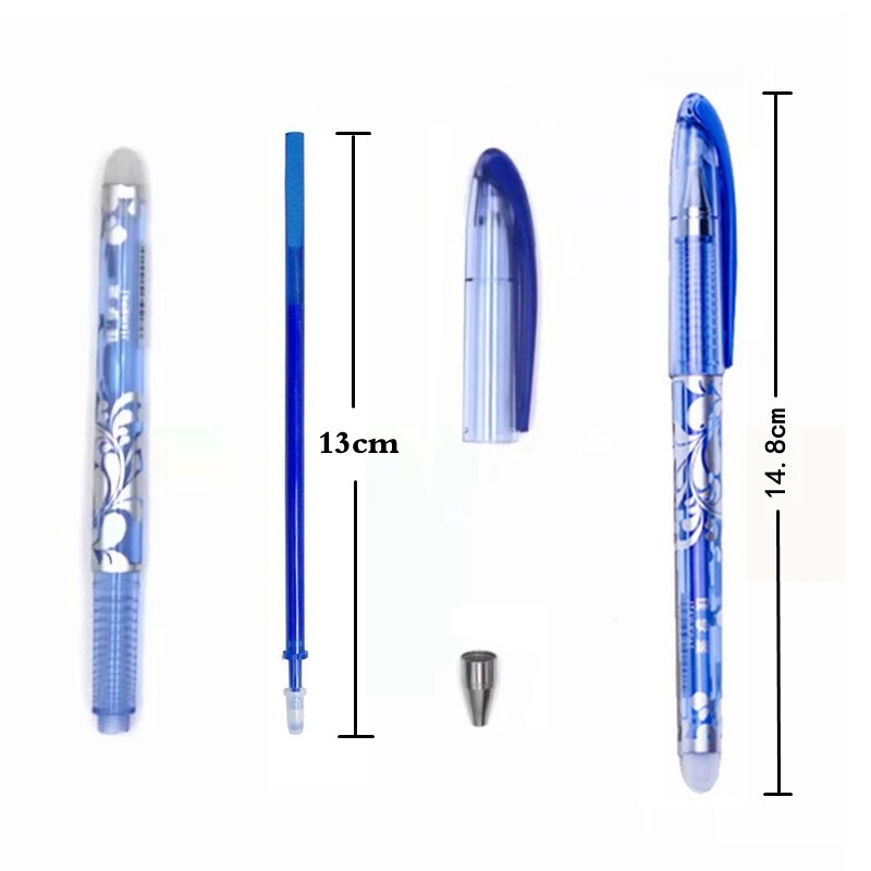 지울 수 있는 펜 세트, 블루 블랙 잉크 젤 펜, 지울 수 있는 리필 막대, 세척 가능한 핸들, 학교 및 사무실 라이팅 문구 젤 잉크 펜