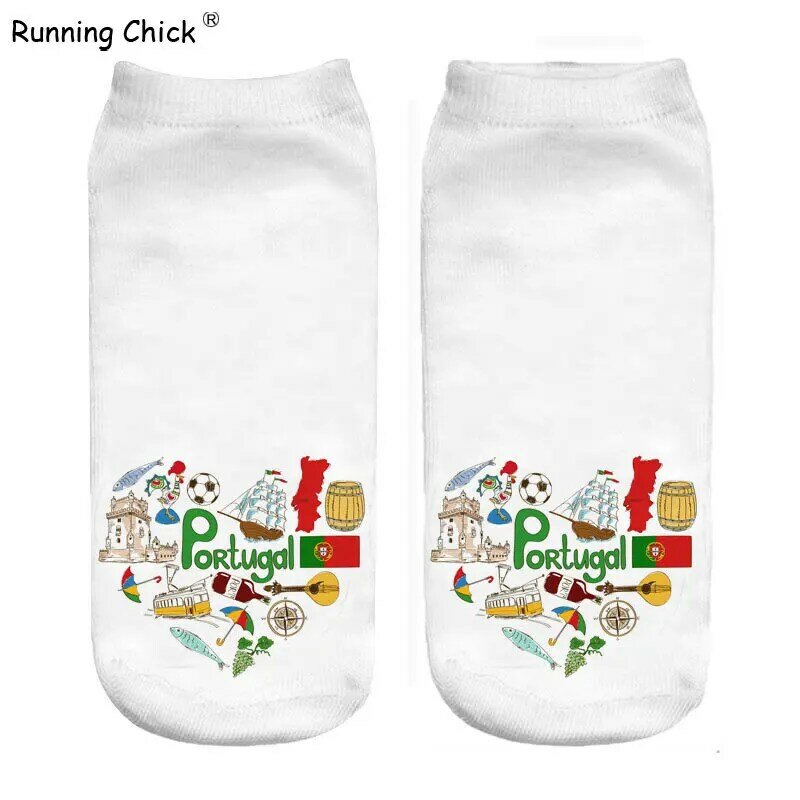 Забавные носки Running Chick, оптовая продажа, Португалия, любовь, 3d принт, женщины Cn (происхождение), полиэстер, стандарт