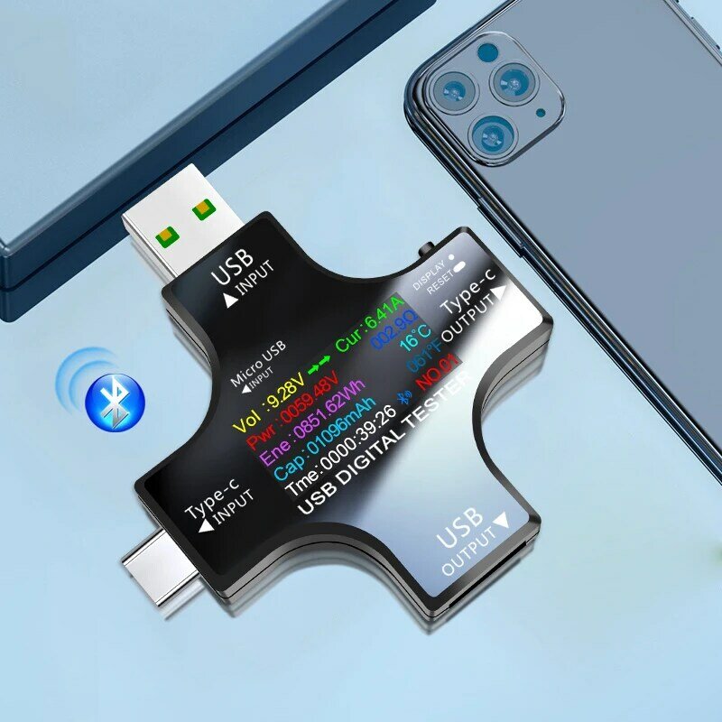 USB Multifuncional Fast Charging Voltage Tester, Monitor do medidor de corrente, Power Detection Analyzer, Testing Tools com App, UC96