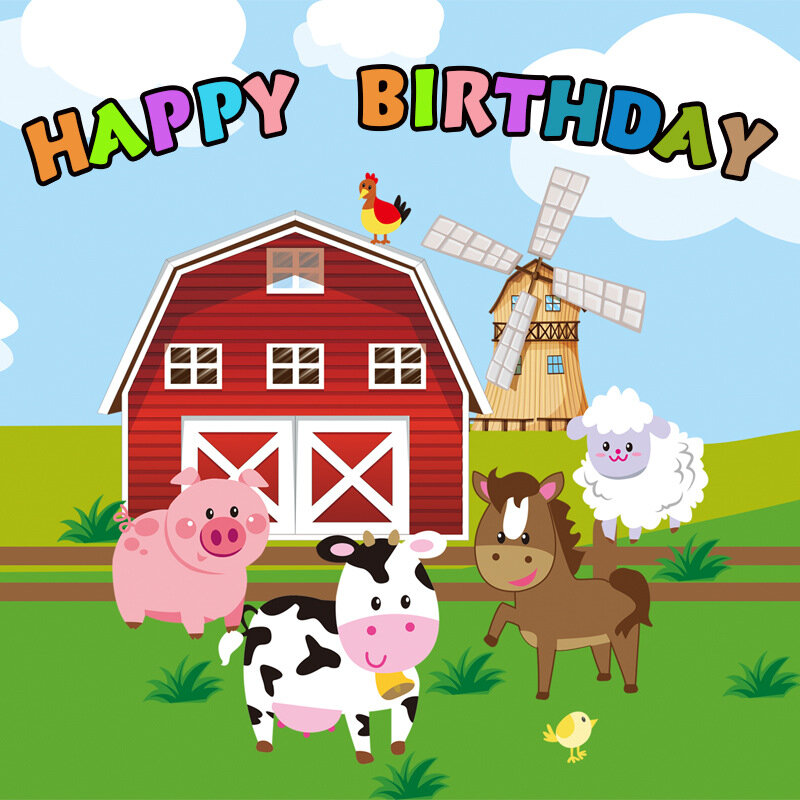 Décoration de fête d'anniversaire sur le thème de la ferme et de la vache, nappe d'animaux, assiettes de poulet standard, drapeaux, ballon de douche pour bébé