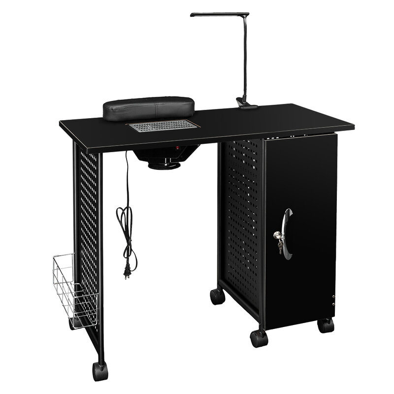 Manicure Nail Table Station Steel Frame Beauty Salon Equipment Drawer with LED Lamp Beauty Salon Furniture Manicure Workbench