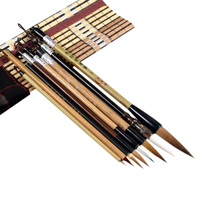 Umitive juego de pinceles de caligrafía china tradicional de bambú, suministros de pintura de Arte de escritura, 5 piezas por juego