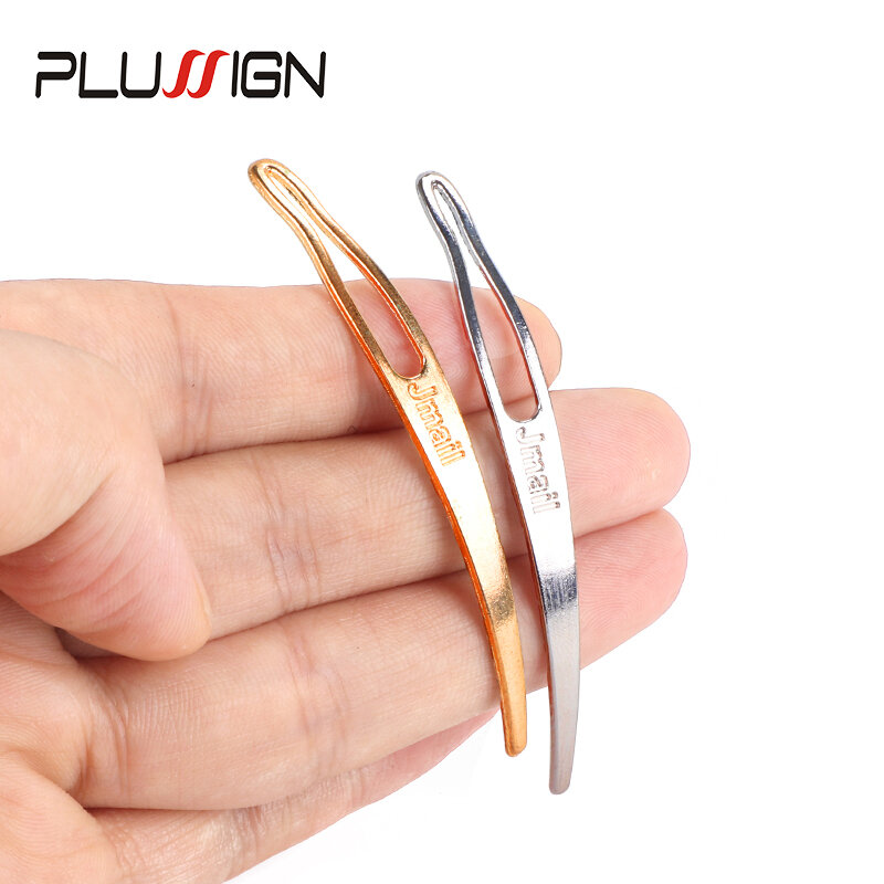 Plussign-خطاف كروشيه بإبرة منحنية ، أداة دريدلوكس من الفولاذ المقاوم للصدأ ، للحرف اليدوية ، وصلات شعر ، إبرة