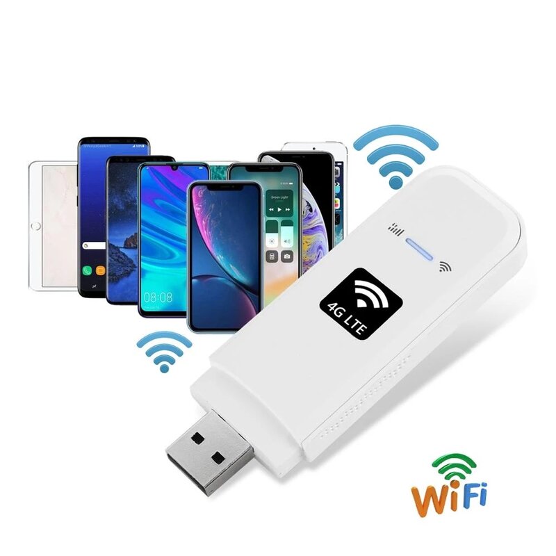 Enrutador inalámbrico de bolsillo 4G desbloqueado, punto de acceso WiFi móvil, tarjeta SIM, módem USB 4G LTE, adaptador de red inalámbrico para viajes