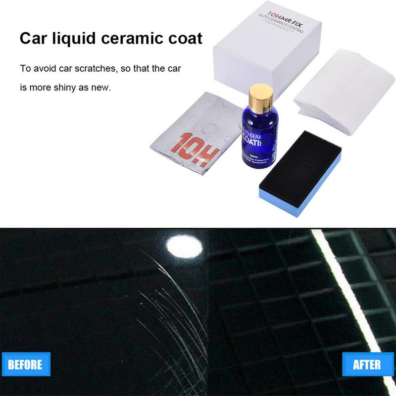 Dureza 30ml 10h super hidrofóbica carro revestimento de vidro revestimento líquido pintura cuidado durabilidade anti-corrosão conjunto de revestimento