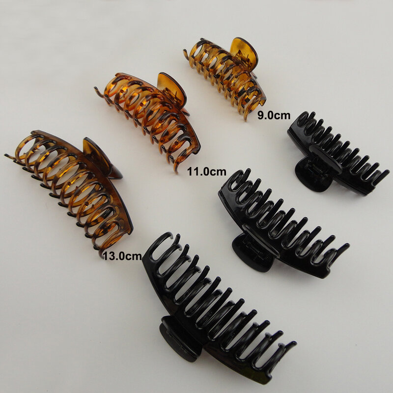 Pinzas grandes de plástico para el pelo, accesorio para sujetar coletas, color negro, 9,0 cm, 11,0 cm, 13,0 cm, 5 unidades
