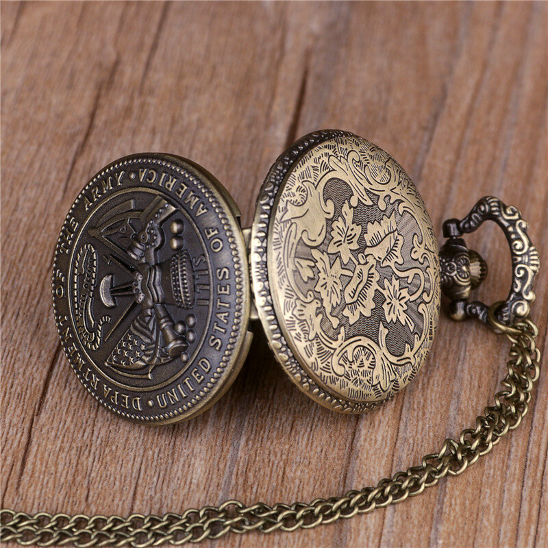 Fashion Army Quartz Pocket Watch Retro Steampunk Necklace Pendant Chain Watch карманные часы