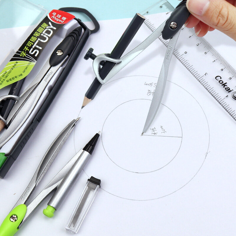 مخطط-بوصلة من الرصاص/قلم رصاص ، أدوات هندسية للرياضيات ، مجموعة رسم فنية دقيقة ، معدن متين