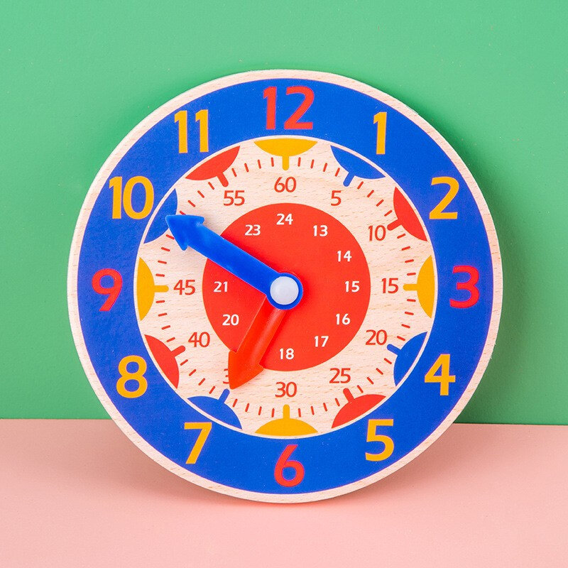 Children Montessori Wooden Clock Toys Early Educational Teaching Aids Hour Minute Seconds Cogintion Clock Toys Kids Gift Toys