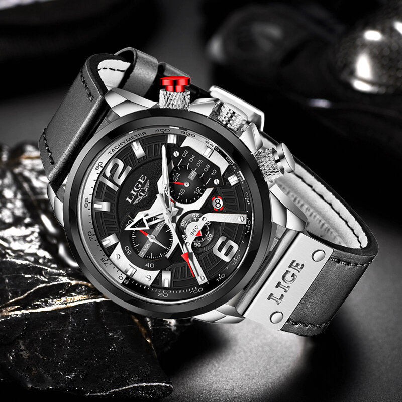 LIGE orologi da uomo Top Brand Big Dial Sport Watch Luxury Men Military Quartz orologi da polso cronografo orologio maschile per uomo