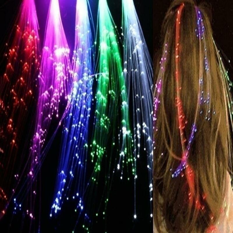 Hiasan Kepala Pita Rambut Wanita Dekorasi Jepit Rambut Serat Optik Menyala LED untuk Bar Pesta Halloween