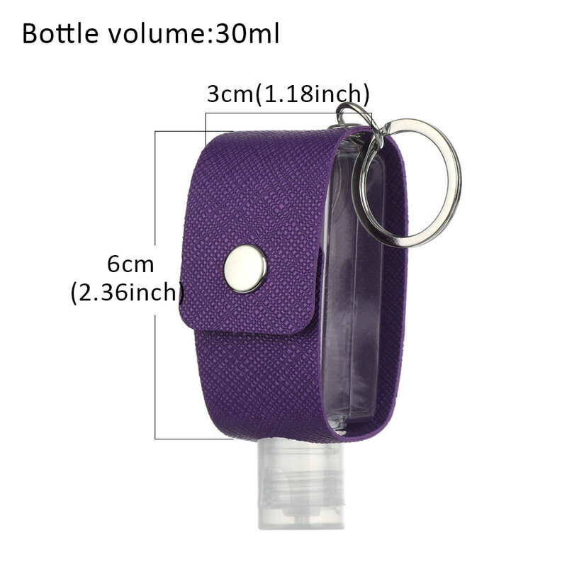30Ml Handdesinfecterend Case Mini Ontsmettingsmiddel Handen Draagbare Hydroalcoholic Gel Fles Handdesinfecterend Leather Case Sleutelhanger Houder
